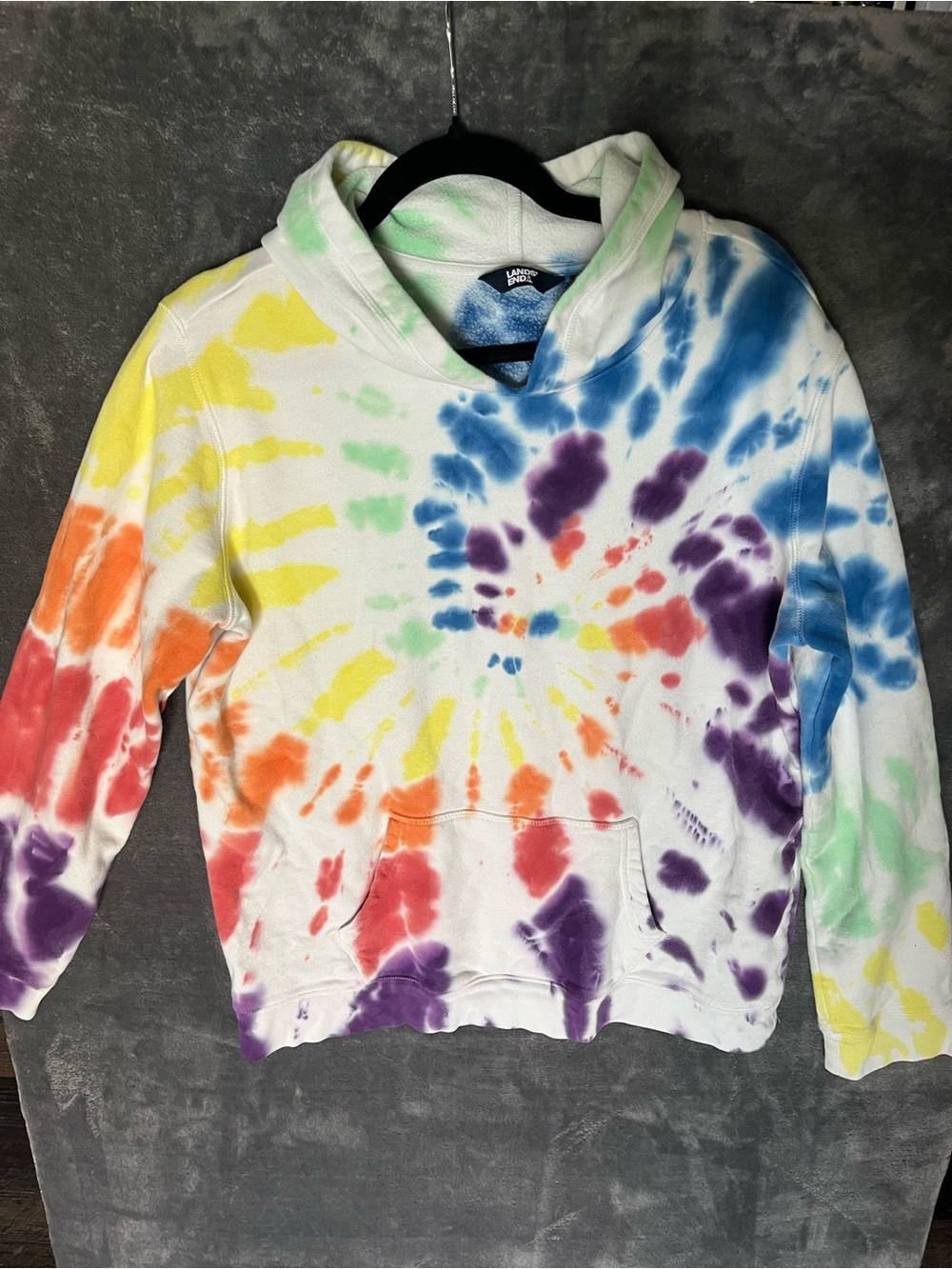 Lands End Tie-Dye Hoodie Sweatshirt - Rainbow Colors